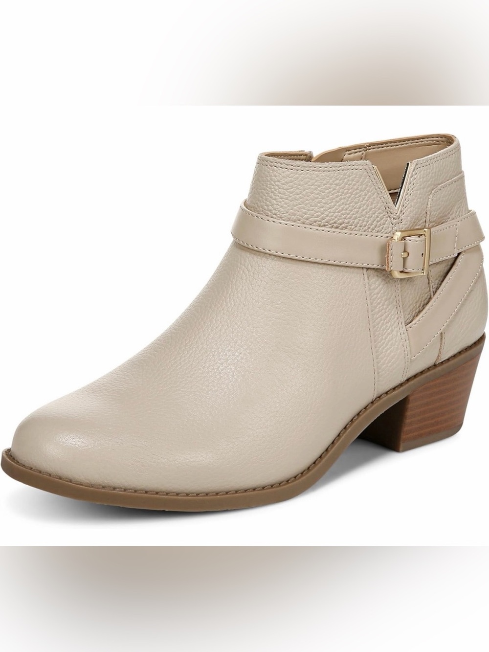 Vionic Cream Leather Ankle Bootie with Buckle Size 7 - Picture 2 of 16